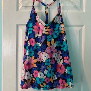 Woman’s bright colored bathing suit top